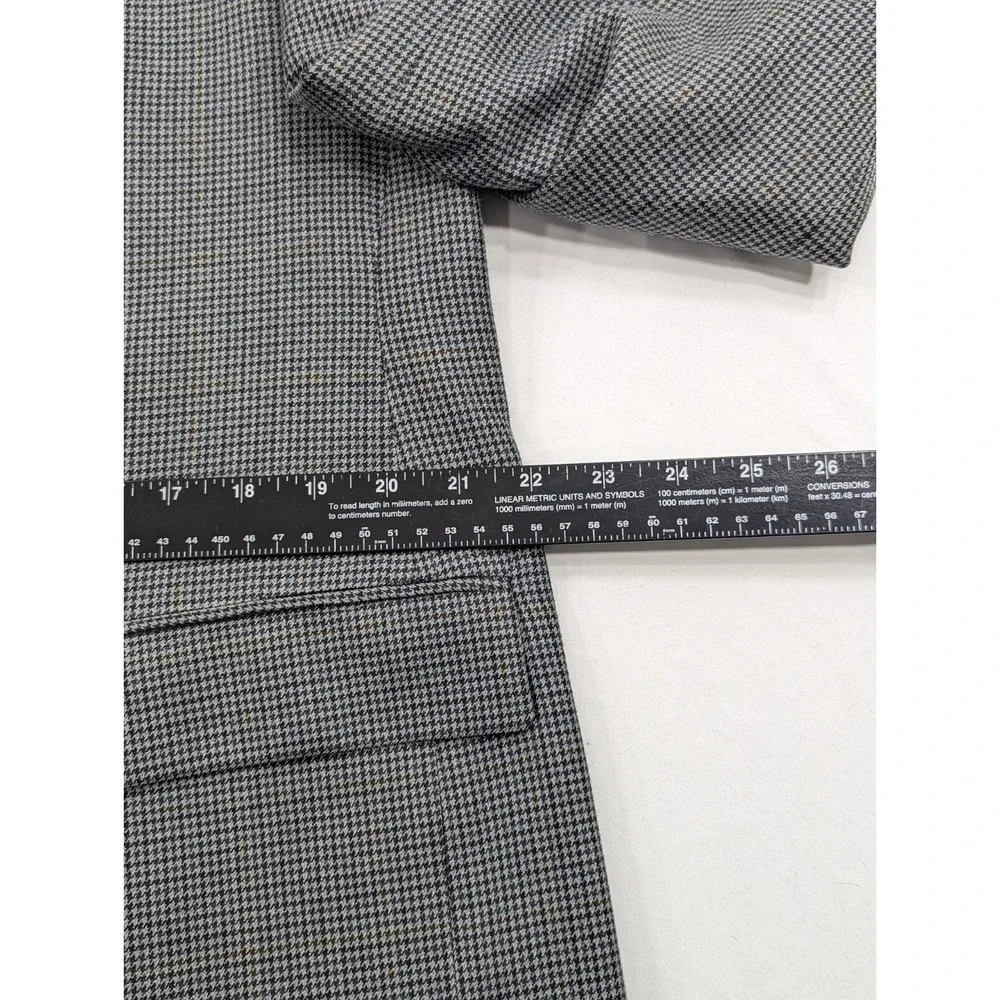 Ralph Lauren Blazer Sports Coat Silk Wool Gray Houndstooth Suit‎ Jacket 42S 46